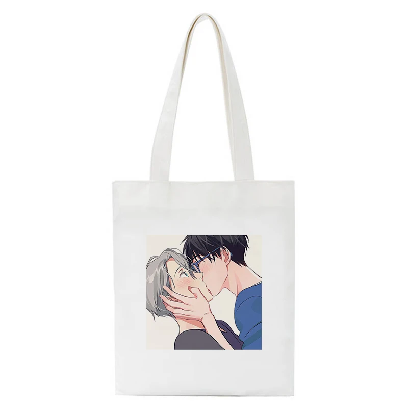 Kawaii Shopping Bag Yuri On Ice BL Yaoi Tote Bag Anime Manga Shopper borse borse a tracolla borsa donna elegante borsa di tela