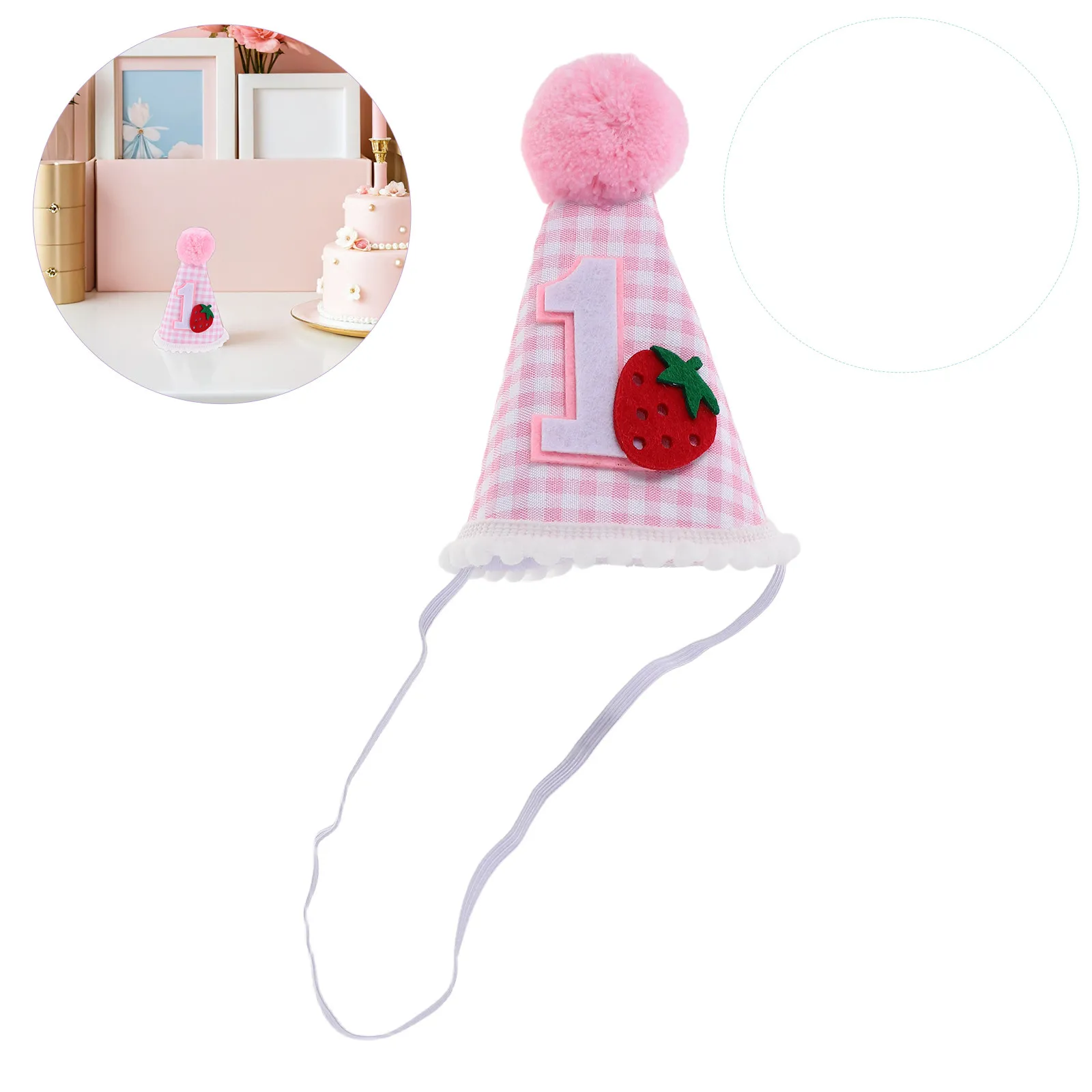 

Strawberry First Birthday Hat for Baby Girls and Boys One Year Old Infant Birthday Party Cone Hat Comfortable Skin Friendly