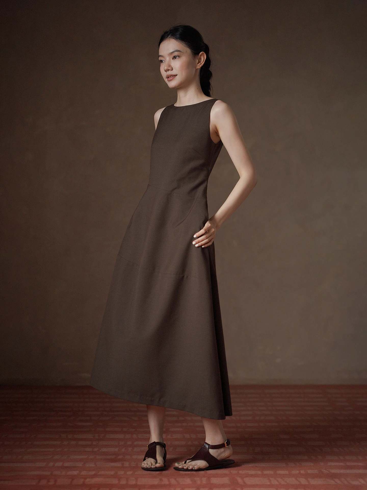 Elegant Slimming Waist Dress by HaChikis Simple Elite Feel One Shoulder Smooth Skin Friendly Sleeveless A-Line Summer Dress