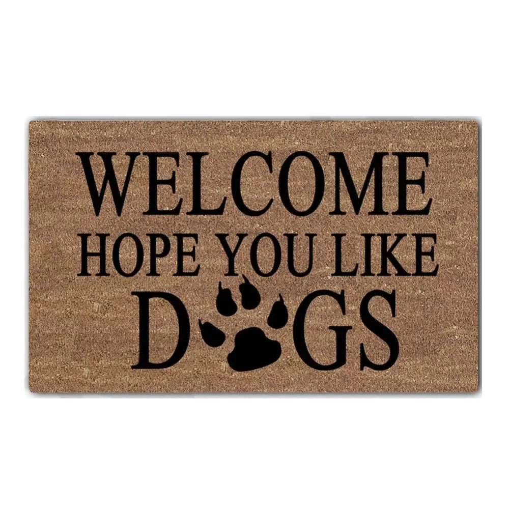 Funny Front Door Entrance Mats Welcome Hope You Like Dogs woven outdoor mat design outdoor entrance doormats