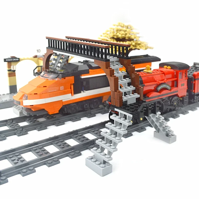 MOC City Train Parts Tracks Train Station Bricks Railway Buffer Stop Model Rails Straight Curved Railways Leduo Building Blocks