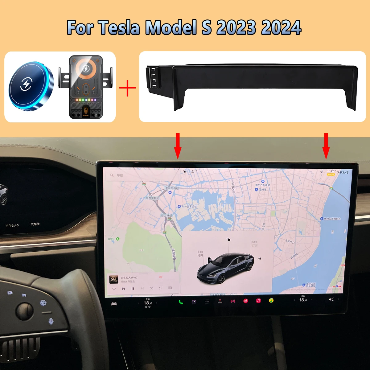 

Car Phone Screen Holder For Tesla Model S 2023 2024 Magnetic 15W Wireless Charging Car phone Stand For MagSafe Mount Accessories