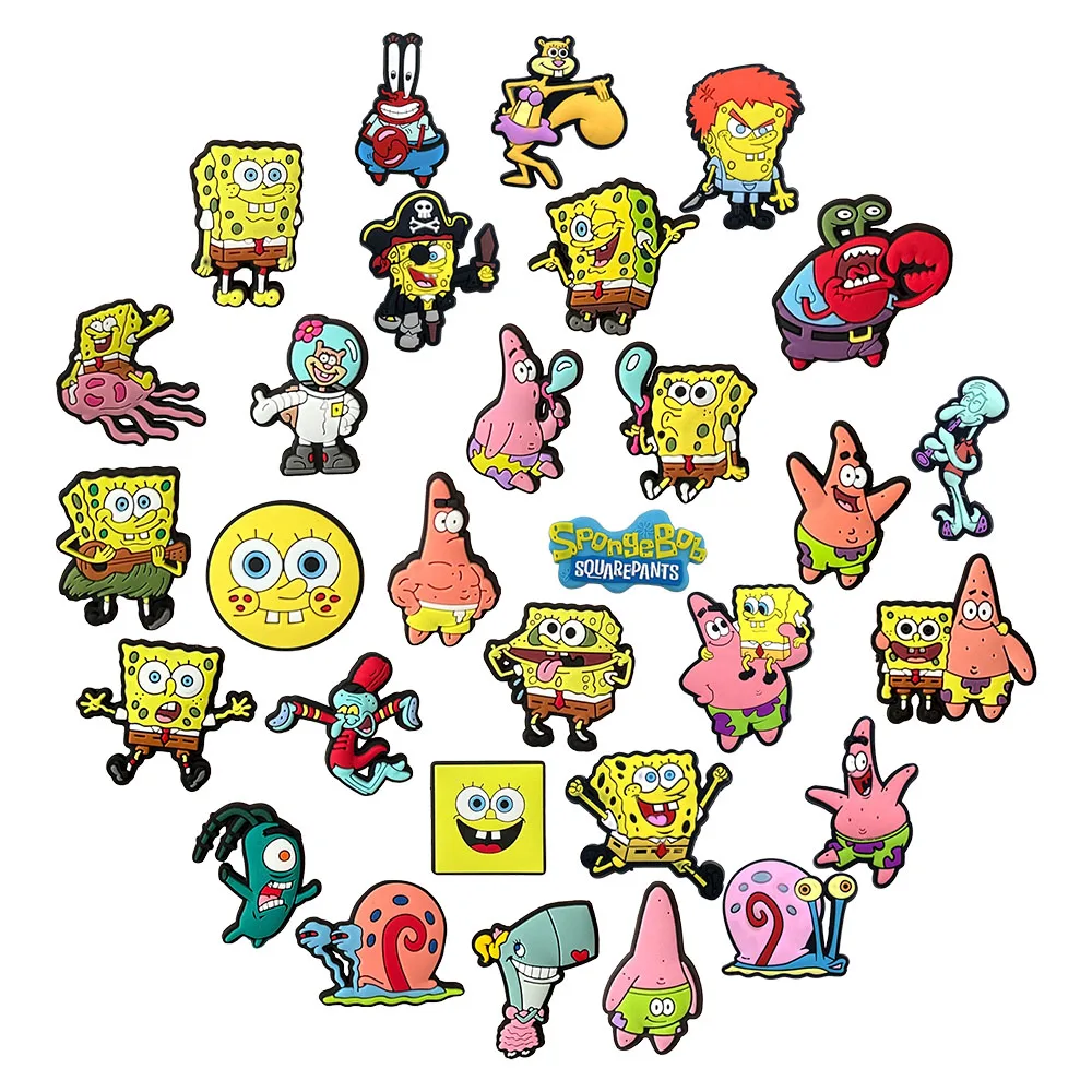 5-30PCS SpongeBob Schwammkopf Schuh Charm Mix Großhandel PVC Dekoration Schnalle Sandale Schuh Abnehmbare Wasserdicht Zu Weihnachten geschenke – Detail 3