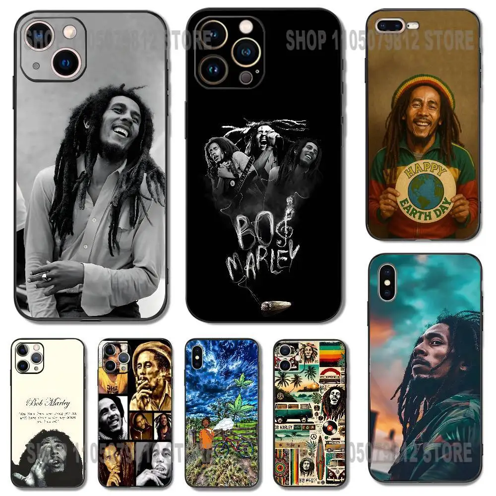 

B-Bob M-Marley Rasta Lion Phone Case For iPhone 17 16,15,14,13,12,11,Pro,XS,Max,XR,Plus,Mini Soft Silicone Black Shockproof