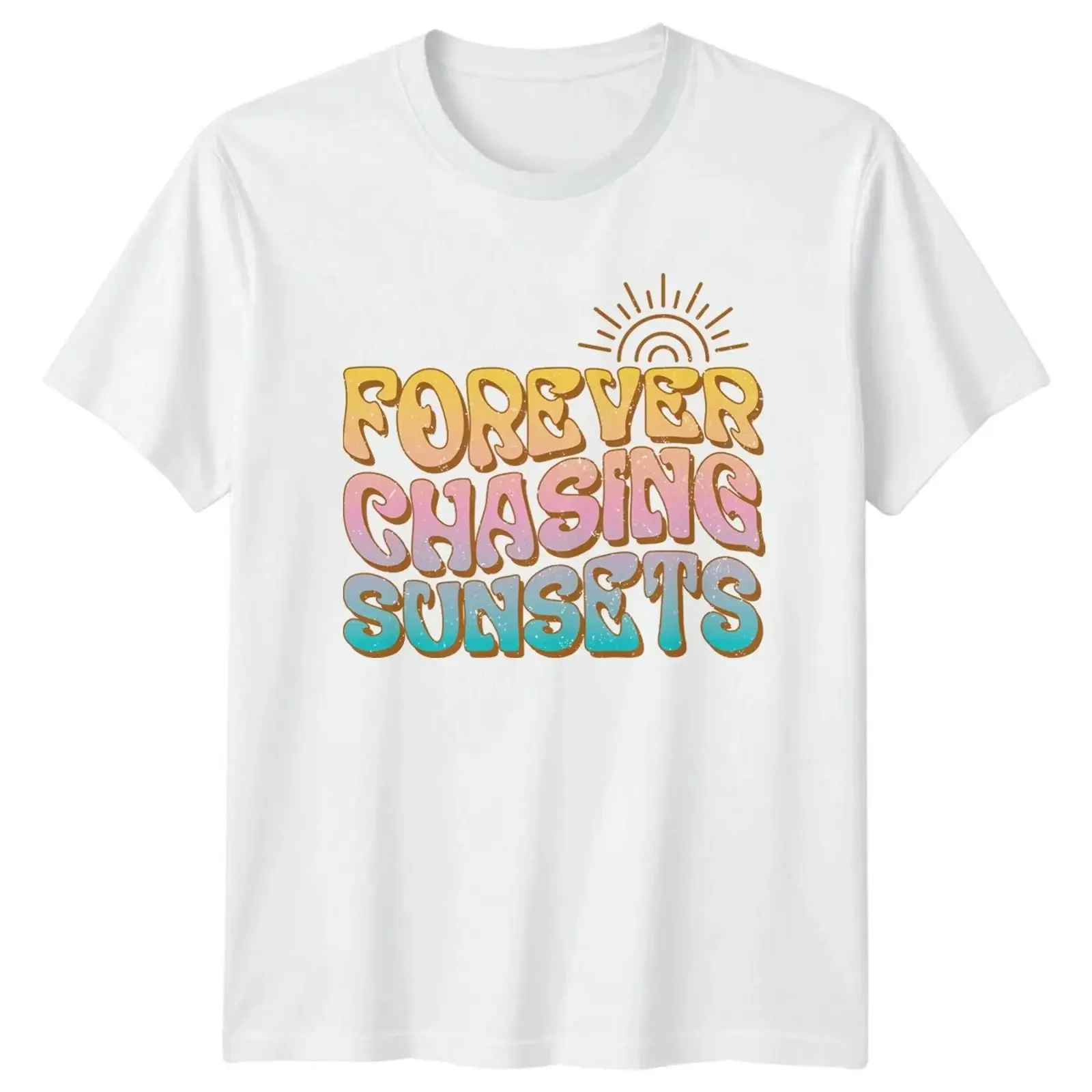 Forever Chasing Sunsets Beach Summer T Shirt vintage Washed graphic Slightly Casual Versatile Comfortable Breathable Unisex