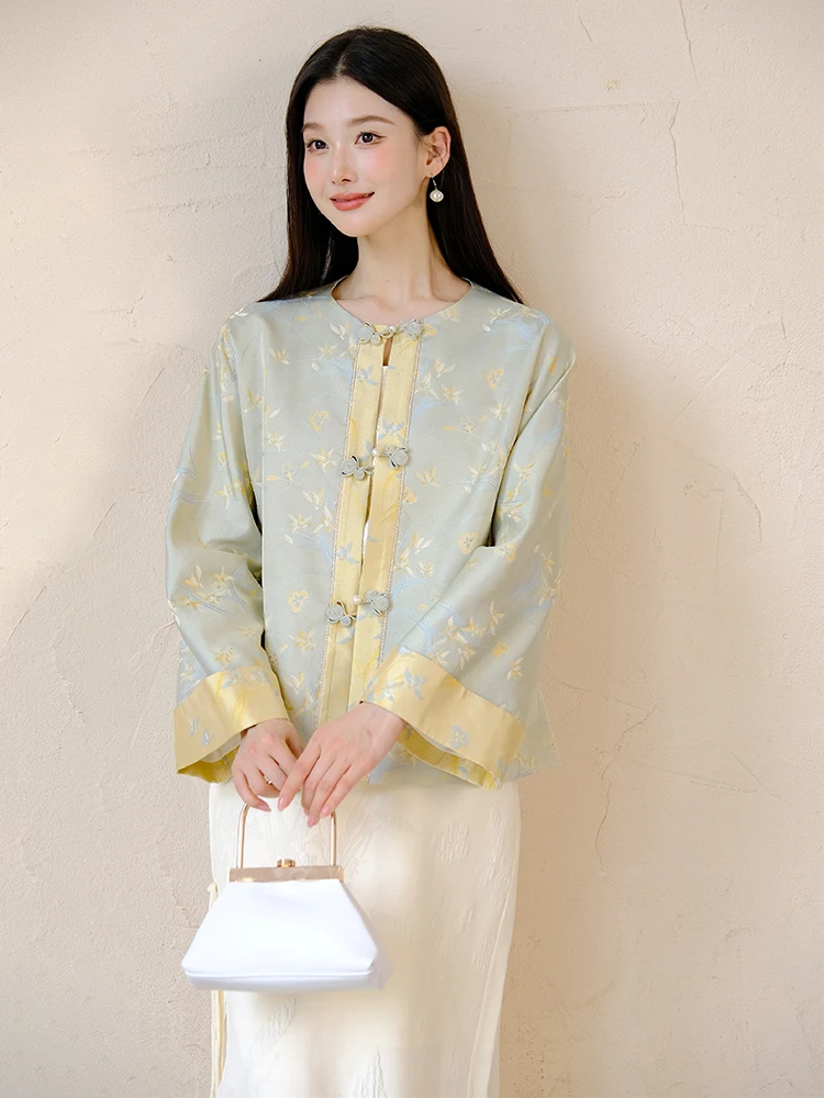 

Silk Embroidered Spring Person Outerwear Retro New Chinese Sle Coat Mountain Colorable National Trend Haozi Lanxin