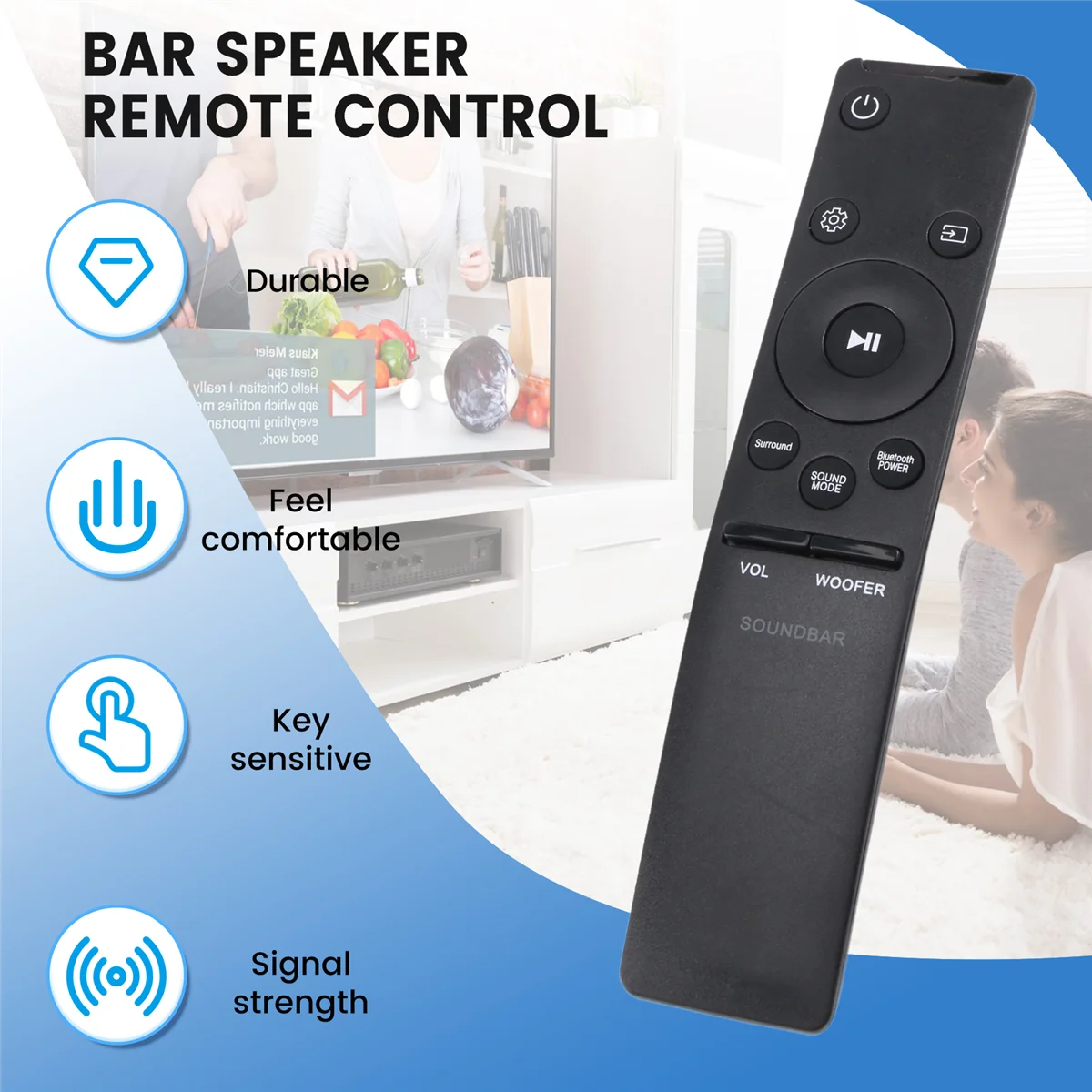 Replacement Soundbar Remote Control for SAMSUNG AH59-02758A HW-M360 HW-M370 HW-M430 HW-M450 HW-M550 HW-M4500