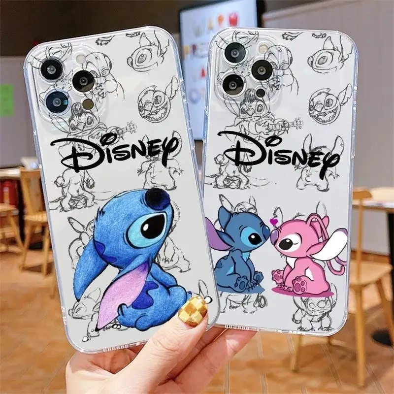 Cartoon Love Stitch Couple Case For OPPO Reno 12 Pro 11F 5 6 9 Plus A60 A79 A78 A5S A3S A5 2020 Cover Soft Silicone Couqe Clear