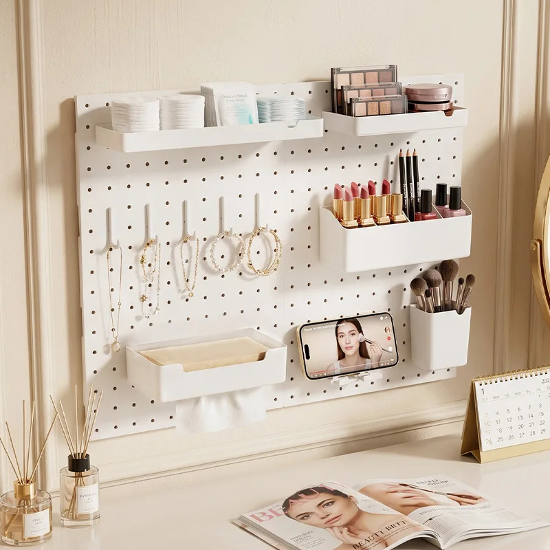 modern-minimalist-hole-board-organizer-rack-for-bedroom-cosmetic-skincare-office-desktop-storage-shelf-no-drilling-required