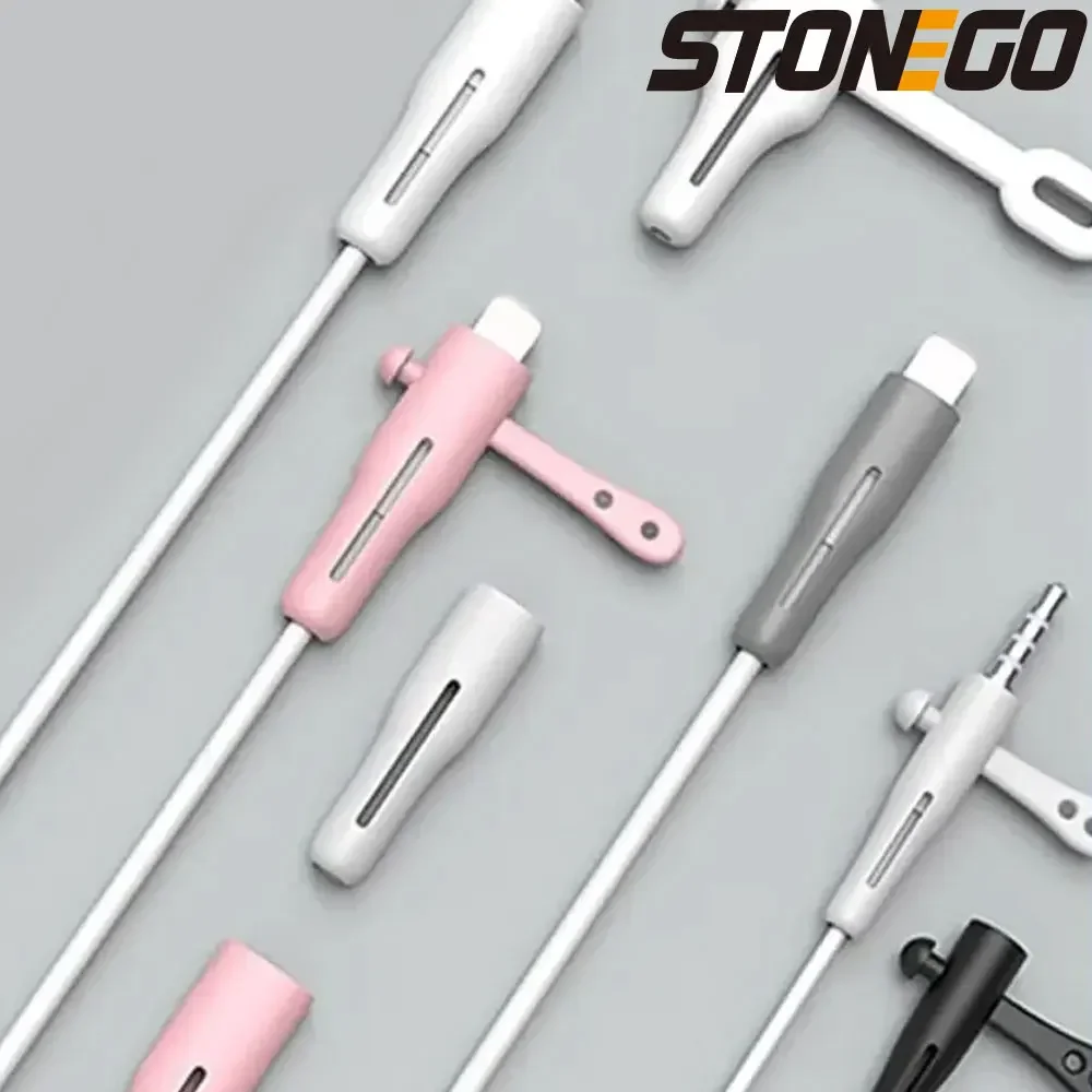 STONEGO 2 in 1 Data cable silicone anti-break charging cable protective sleeve data cable protection wire winder storage buckle