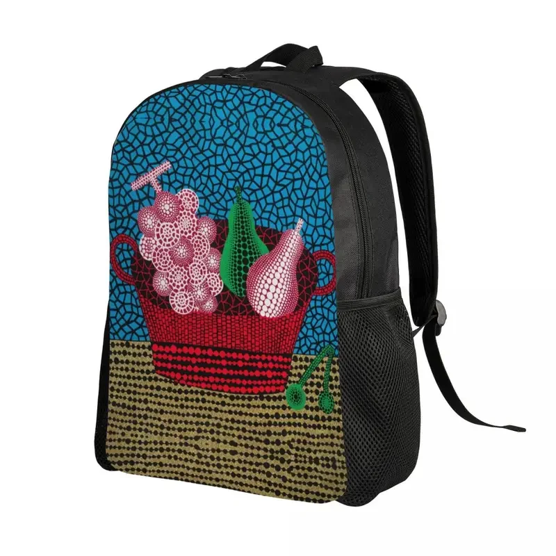 Custom Yayoi Kusama abstract art fruits backpack for men women waterproof College school bag print bookbags