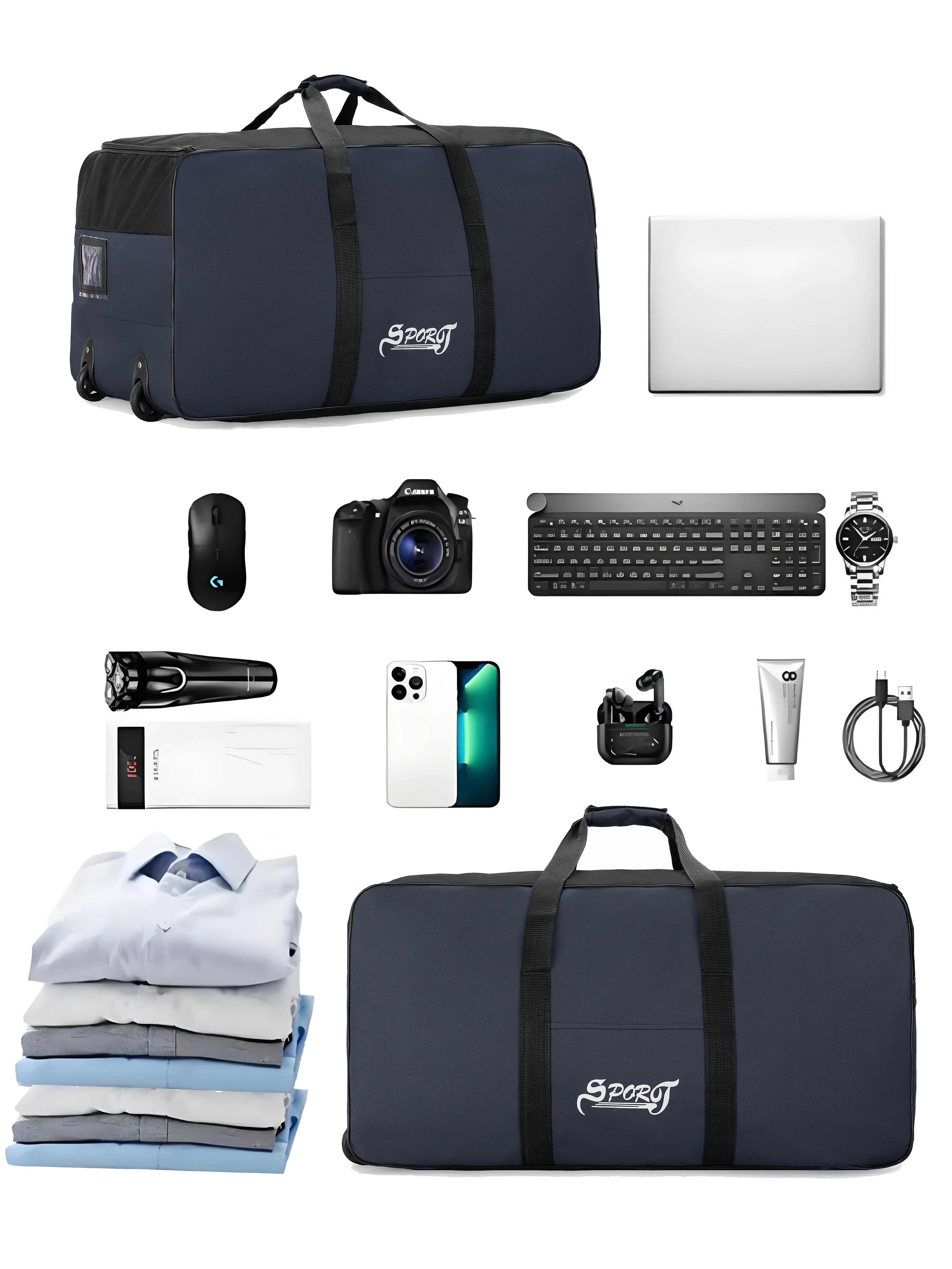 Outdoor Camping Stijl Picknickuitrusting Cosmetica Tas Kleding Tentbenodigdheden Opbergdoos met wielen Grote capaciteit Extra grote reistas