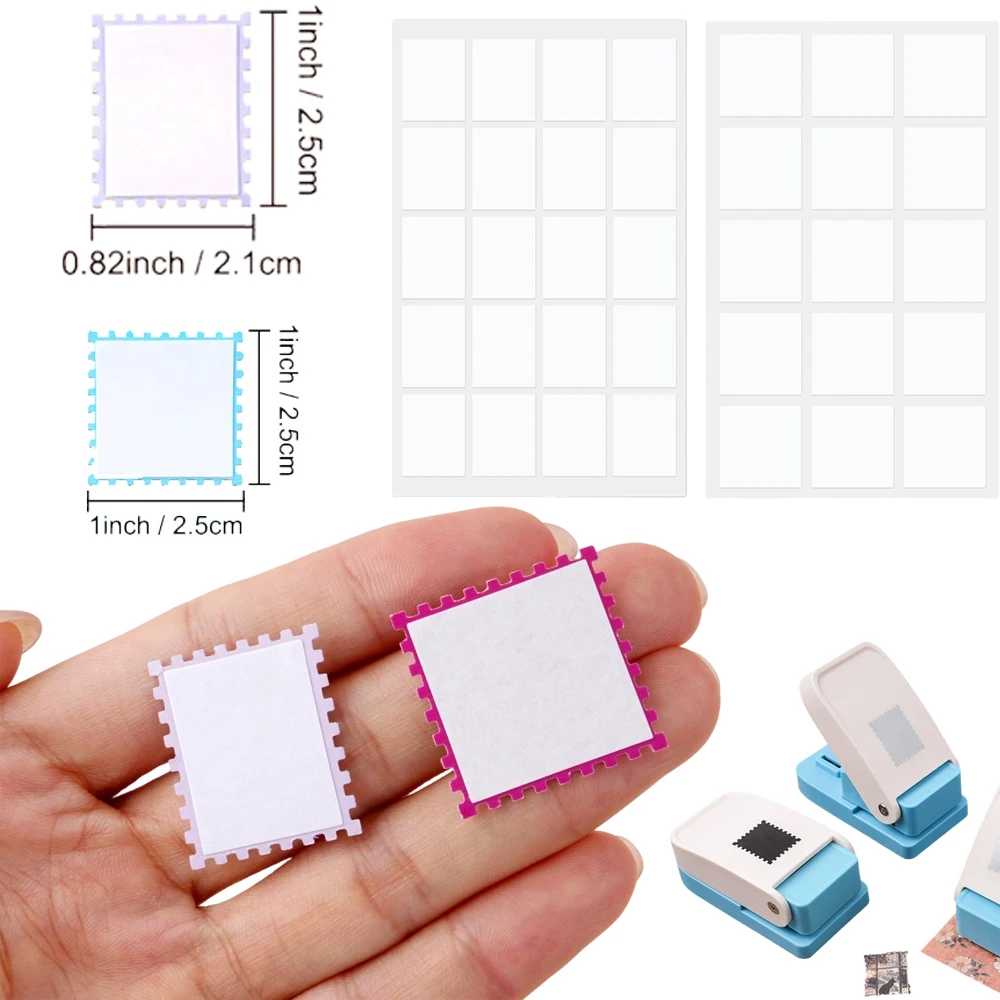 

Bundle Deal Double Sided Adhesive Stickers with Postage Stamp Punch for Craft Scrapbook Envelopes Journals Diy Postage Stamp