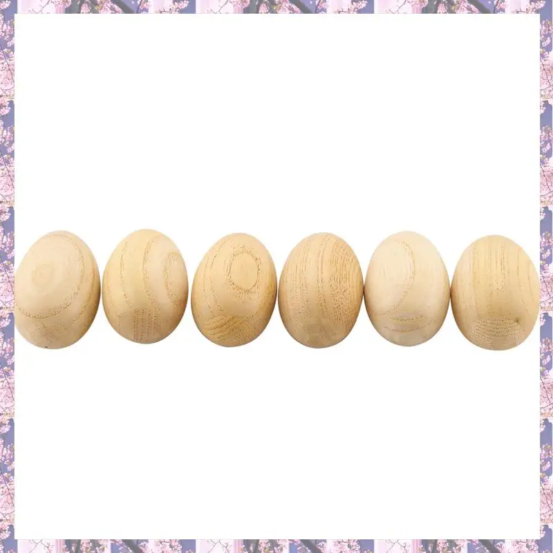 

T84C-Set Of 6 Pcs Wooden Percussion Musical Egg Maracas Egg Shakers Musical Instrument For Kids
