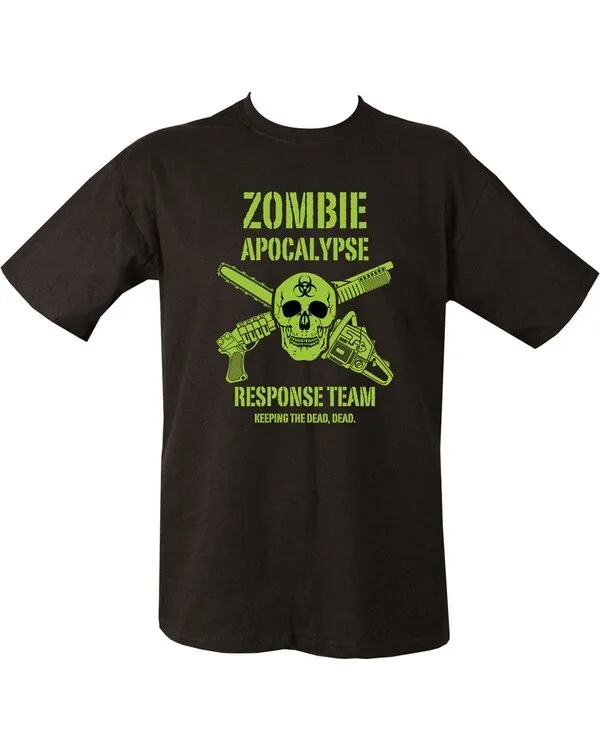 ZOMBIE APOCALYPSE T-SHIRT MENS BLACK PRINTED TACTICAL TEE AIRSOFT COTTON TOP