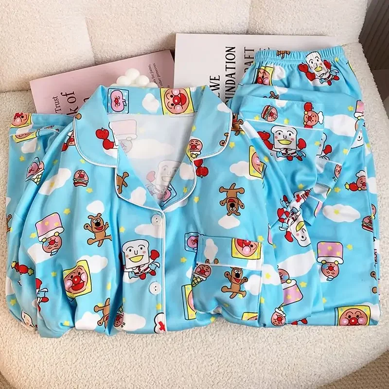 Anpanman Comfortable Home Clothing Outable Suit Long Sleeved Pants Kawaii Cartoon Clothes Cute Holiday Gifts for Boys and Girls