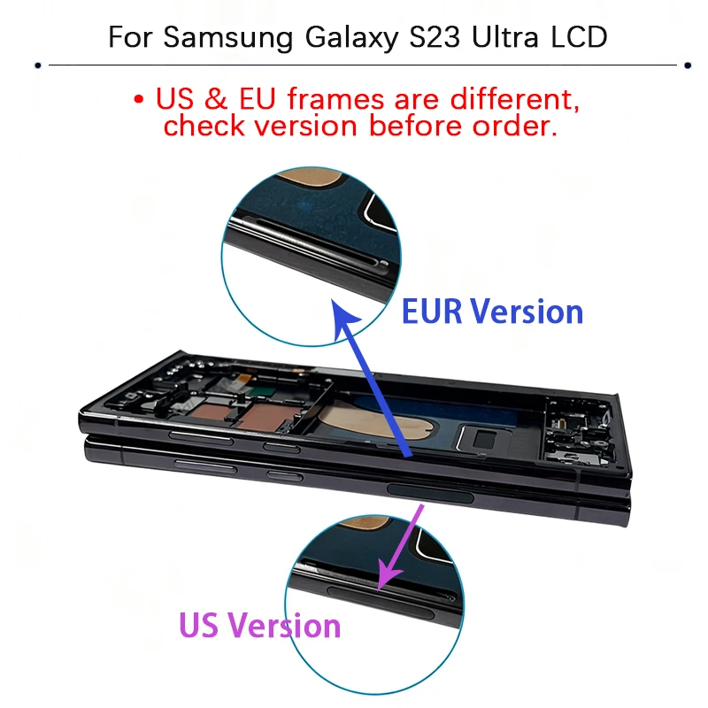 Pantalla S23U para Samsung Galaxy S23 Ultra S918 6.8" Super AMOLED Display Táctil Ensamblaje con Digitalizador Soporta S Pen y Huella Dactilar Partes 3