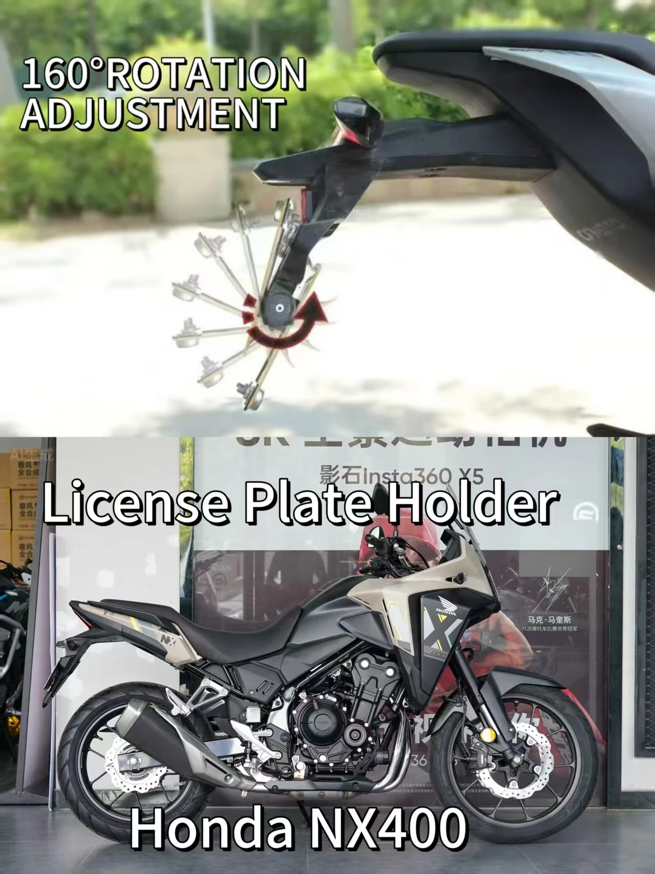 

ForCFMOTOHonda NX400 License Plate Premium Adjustable License Plate Button Switch Effortless Contro License Plate Bracket Frame