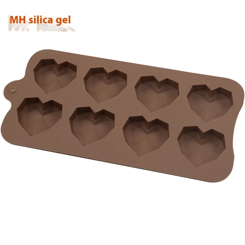 

8 Chain Diamond Heart Silicone Chocolate Soap Mould High Temperature Handmade Kitchen Diy Tools, Silicone Non-Stick Baking Mat