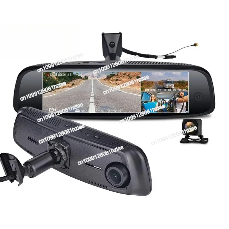 

New Three-camera Dashcam 8-inch Streaming Rearview Mirror Reversing Image Android Navigation Dashcam
