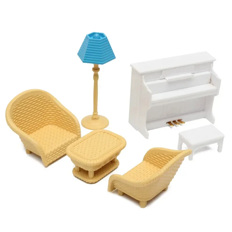 Hot Sale DIY Miniature Doll House Furniture Set Kitchen Living Bathroom kids Play Toy Decor For Children Dollhouse Toy