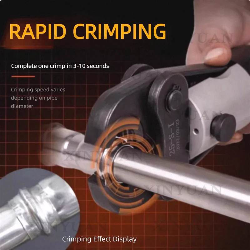 Rechargeable Electric Hydraulic Pipe Crimping Tool, Stainless Steel Compression Equipment for Copper, Aluminum Plastic and Water