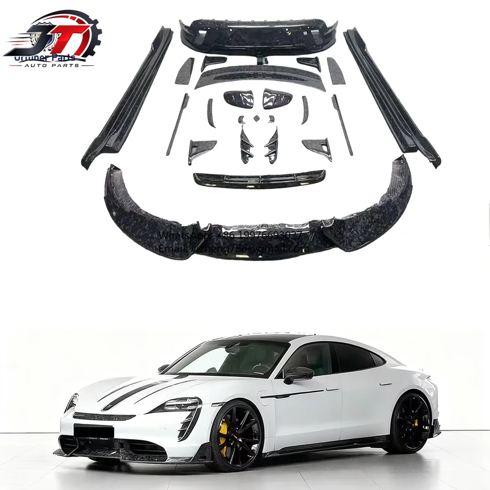 JT MSY Style New Carbon Body Kit For Porsche Turbo 4S Exhaust Cut-Outs Front Bumper Lip Rear Diffuser Side Skirts Screw-On