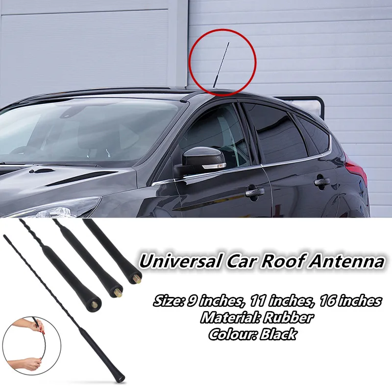 Universal Car Roof Mount Mast Whip Antenna Enhanced Signal Stereo Radio 9/11/16 Inch FM/AM Aerial Amplified Car Accessories