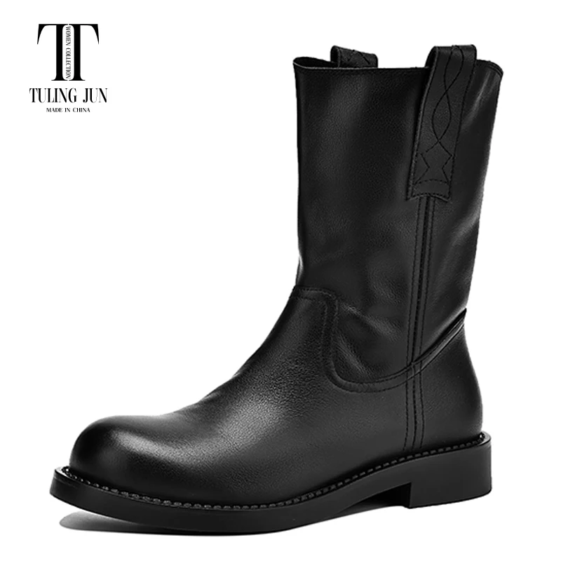 TULING JUN 2024 Autumn Winter Women's Boot Round Toe Student style Low Heel Fashion Minimalist Comfort Shoes For Women L