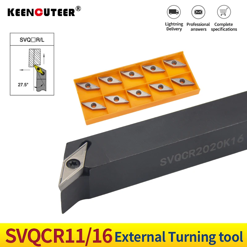 SVQCR1616H11 SVQCR2525M16 Indexable External Turning Tool Holder Right Hand Tool Holder Lathe Machine for Turning insert VCMT