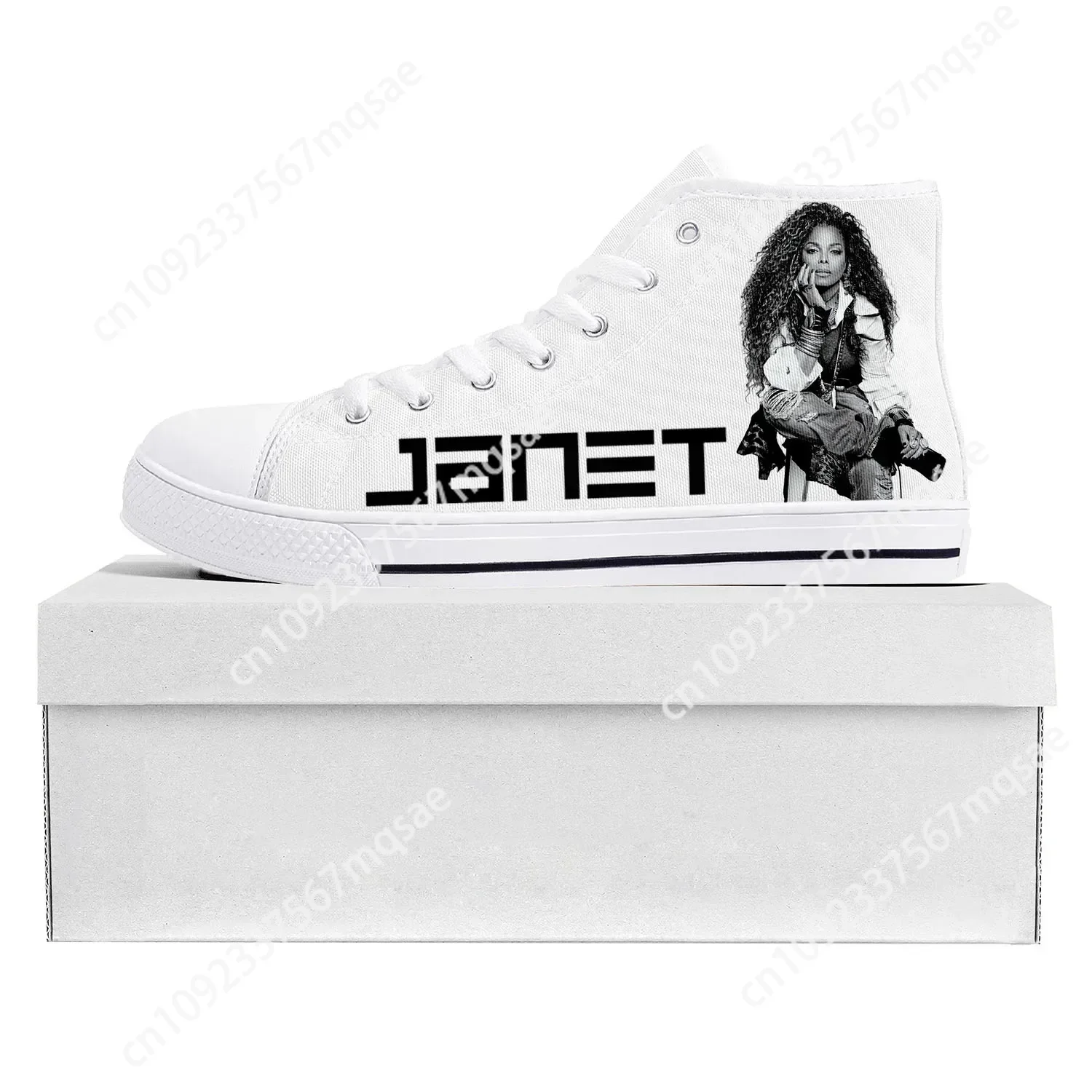 

Janet Jackson Actor Singer High Top Advanced Sneakers Teenager Mens Womens Custom Shoe Canvas Sneaker Casual Couple Shoes