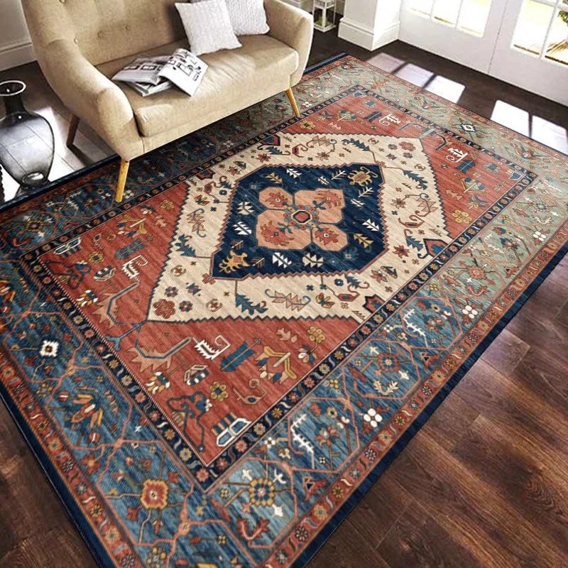 

Ethnic Style Geometric Floral Carpets for Home,Living Room Decoration,Bedroom,Soft Play Area Rug,Non-Slip Entrance Floor,Doormat