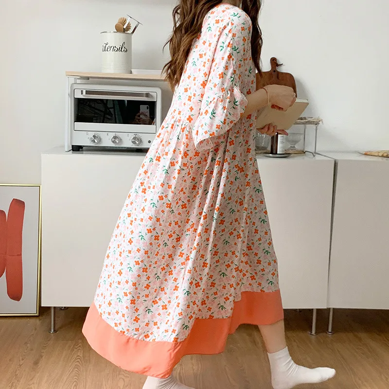 Summner New Plus Size Nightgown Ladies Loose Long Thin Sleepwear Female Viscose Nightdress Extra Large Size Nightwear For Women