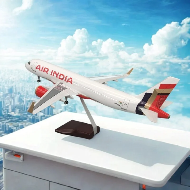 

47CM 1:80 Scale India Airlines Airbus320 Diecast Resin Aircraft Airplane With Lights & Base Collection Display Decoration Gift