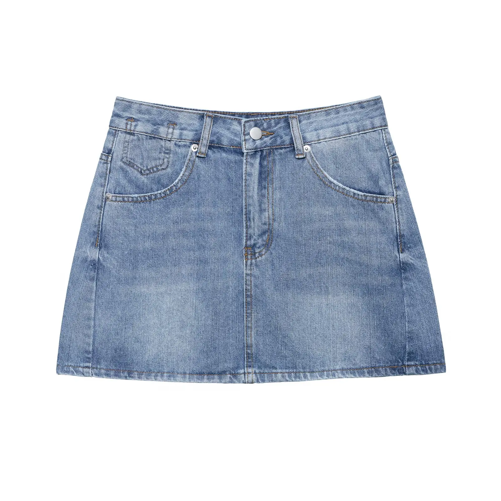 Sexy Low Waist Denim  Skirt  Hip Pure Desire Casual Versatile Short Skirt for Ladies Daily Wear A-Line Silhouette