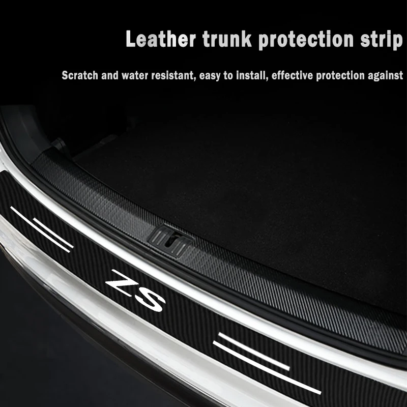 For MG ZS Logo Anti-Scratch Decal Accessories Carbon Fiber Door Sill Strip Car Rear Trunk Bumper Guard Plate Protector Stickers