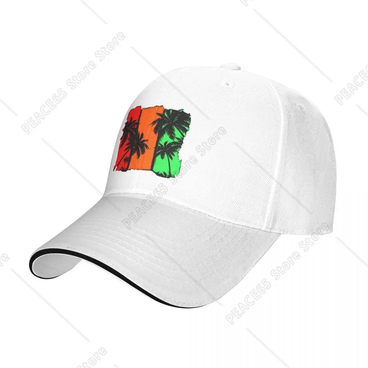 

Coconut Tree Red Orange Green Background Summer Baseball Caps For Mens Unisex Female Beach Sunscreen Hat Snapback Cap