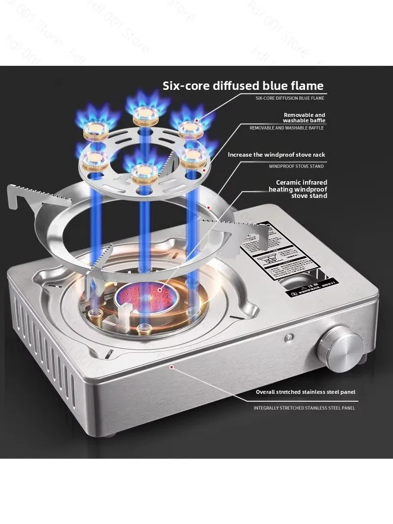 Stainless Steel Cassette Gas Stove Infrared Windproof Camping Stove Portable Commercial Gas Stove for Hotel & Outdoor Use