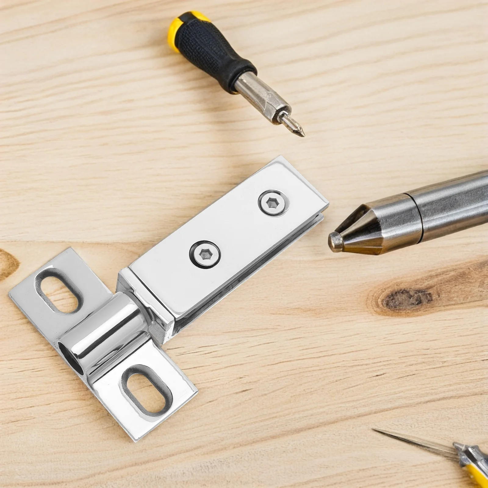 

Stainless Steel Pivot Shower Door Hinges Double Hole Design Smooth Sliding Heavy Duty Glass Door Hardware Modern Bathroom