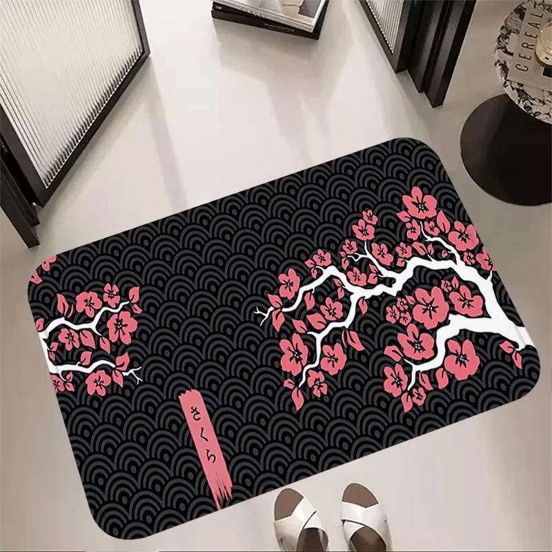 Carpet Room Rugs Foot Carpets Moon Sakura Blossom Doormat Cute Rug Floor Mats Anti Slip Bath Mat Home Kitchen Hallway Decorat@0