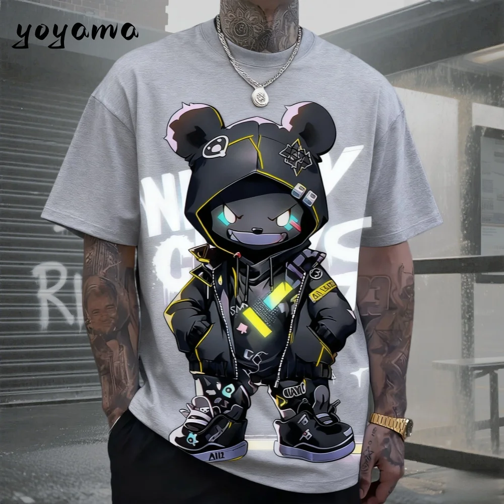 Summer Fun Retro Bear 3D-Druck-Herren-T-Shirt für lässige Streetwear, schnell trocknendes und atmungsaktives Sport-Kurzarmshirt – Detail 5