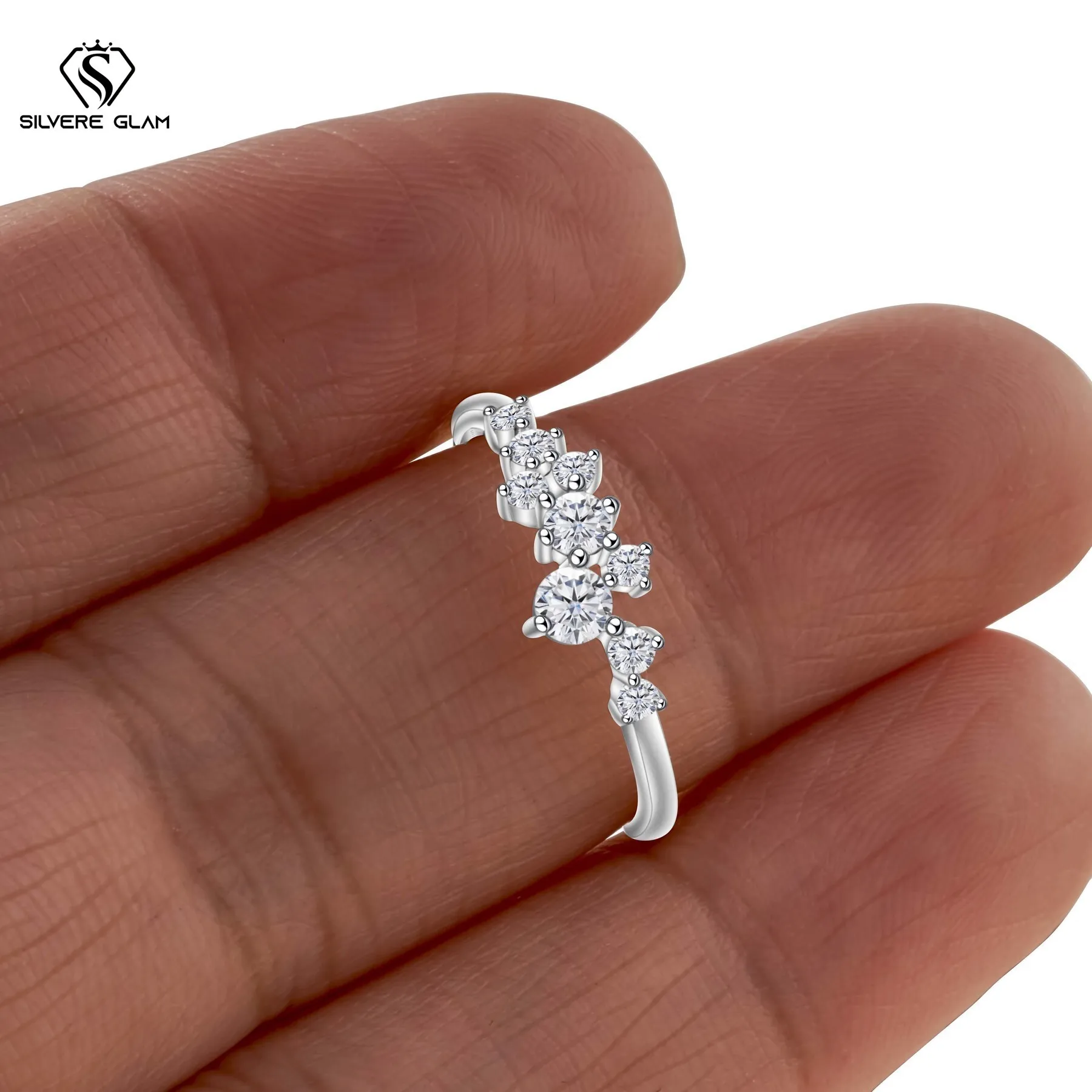 0.3CT D Color Moissanite Star ring 925 sterling silver ring Classic fashion ring for women weddings parties Fine jewelry gifts