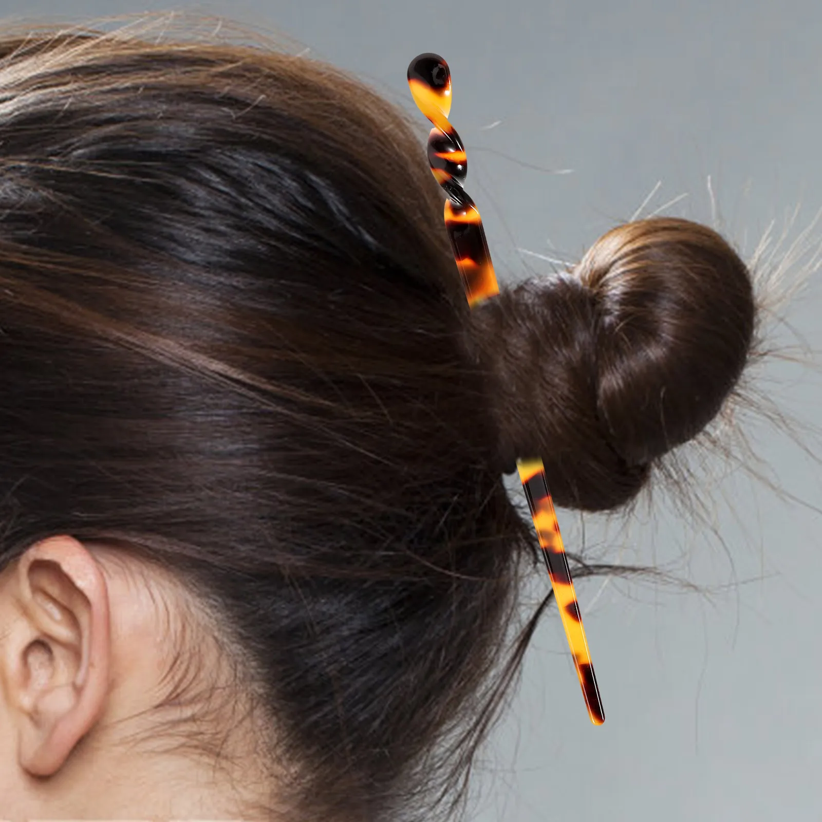

6 pcs Hair Sticks Leopard Print Chopsticks Plate Hairpins Ink One word Set Women Accessories Chinese Style Decorative Hair