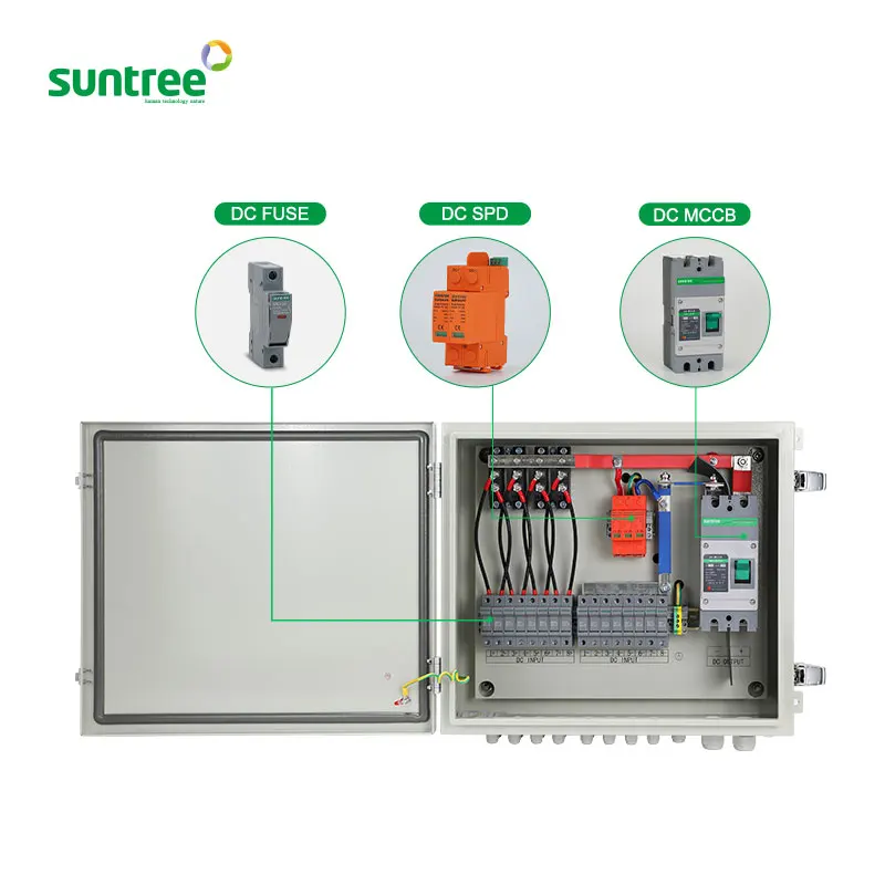 Suntree 8 in 1 Out Metal Solar Strings Junction Box Steel Pv DC Combiner Box 1000v for Photovoltaic System AA - view 2