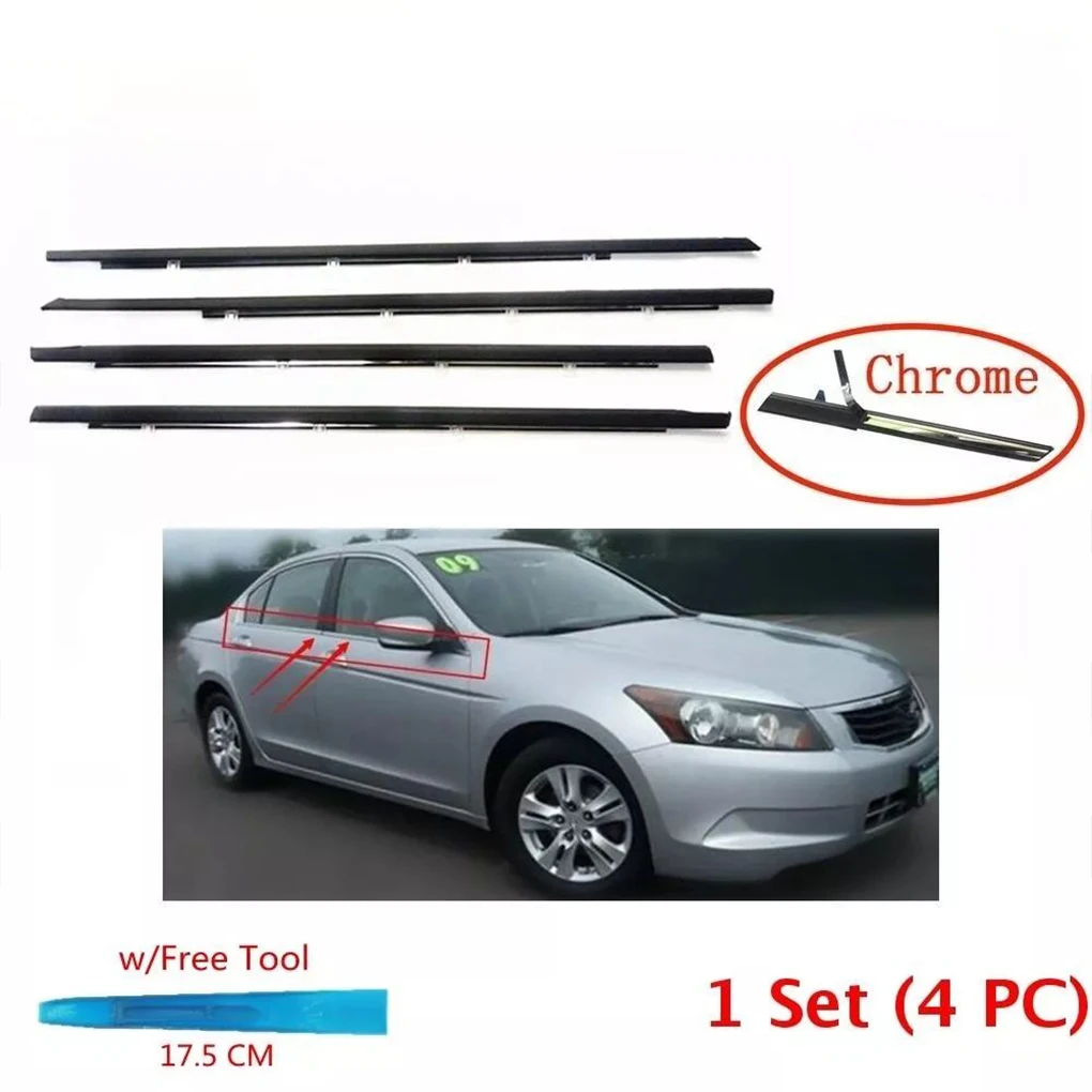 

4x Vehicle Supplies Weatherstrip Door Belt Set Reliable Protection Against Rust Easy Chrome crv02-06 model
