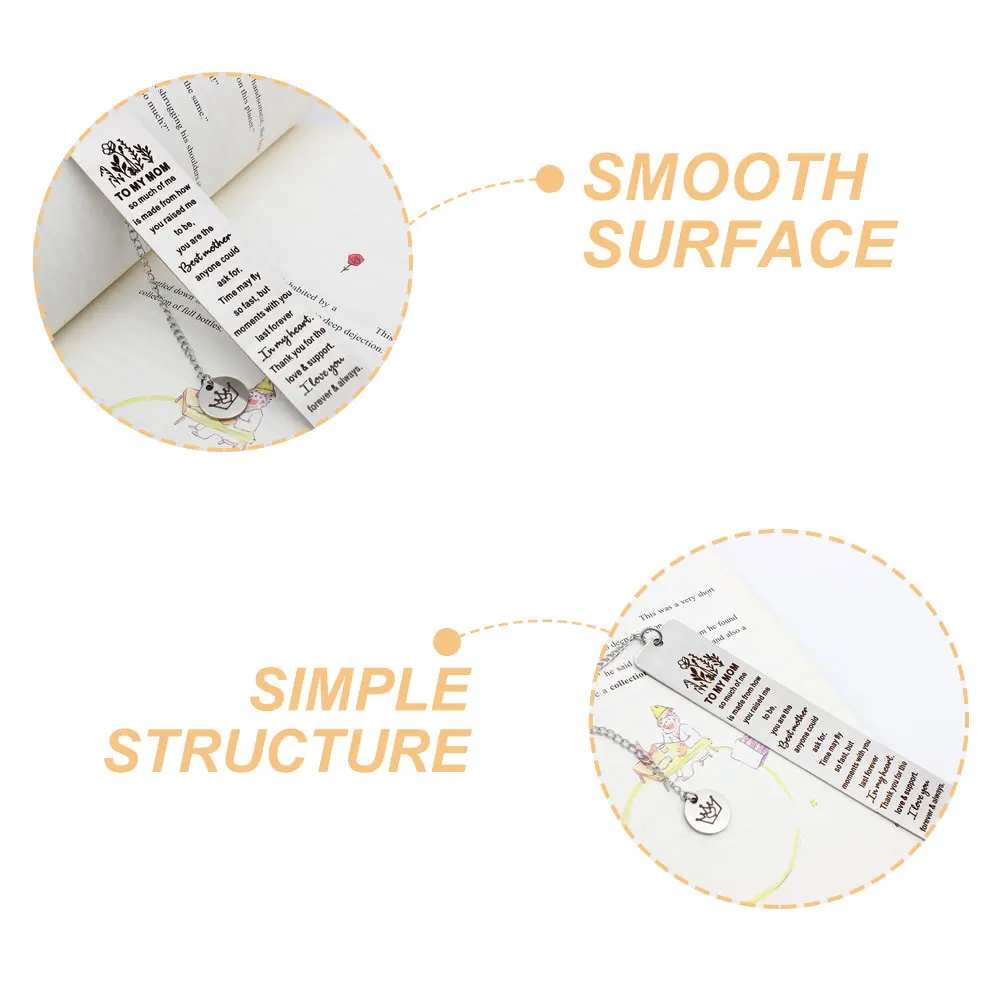 

Stainless Steel Bookmark Lightweight Bright Portable Book Marker for Moms Book Lovers Gift Creative Decoration