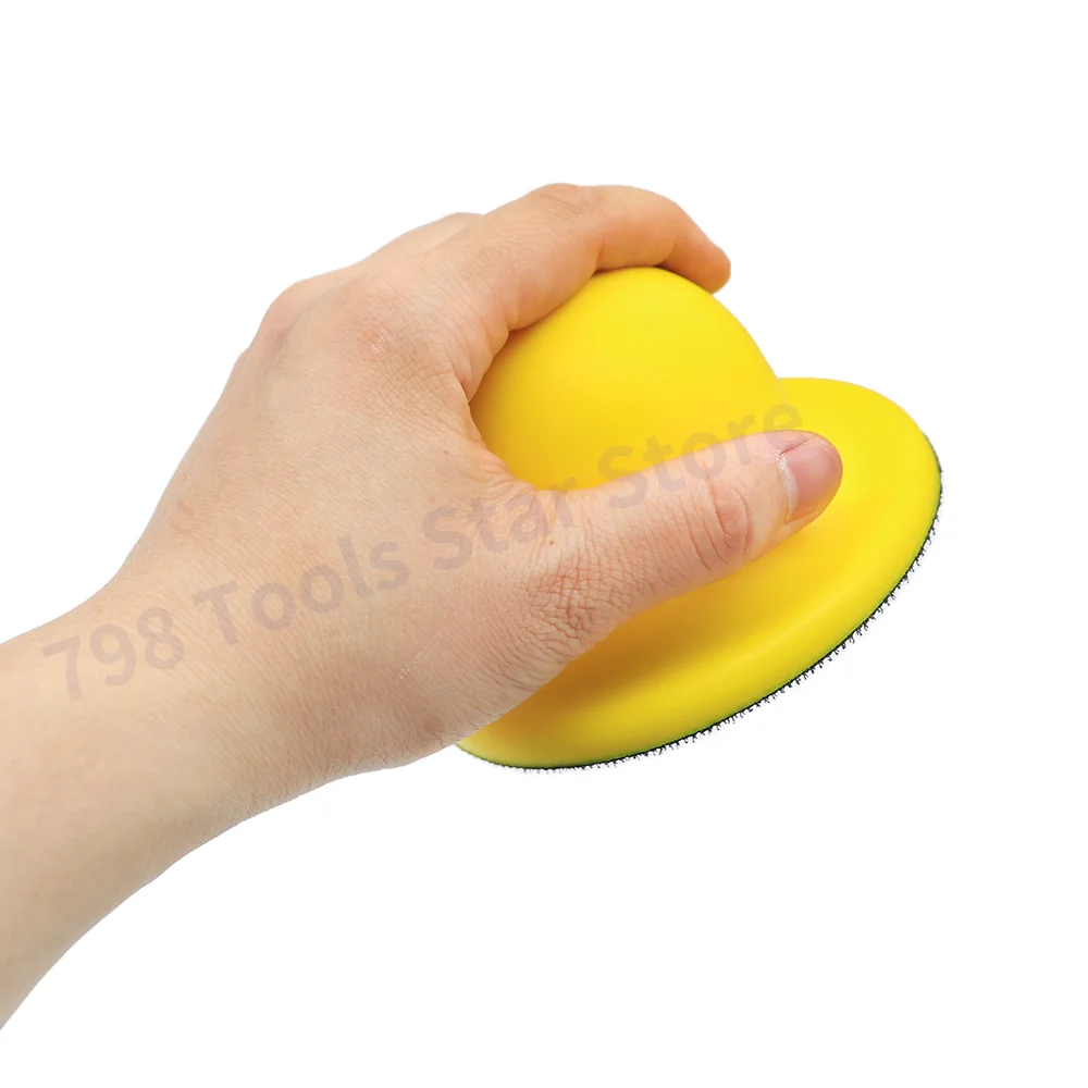 2PCS 4 Inch Round Hand Sanding Block Hook and Loop Hand Foam Sanding Block Hand Grinding Blocks for Woodworking Metal Polishing