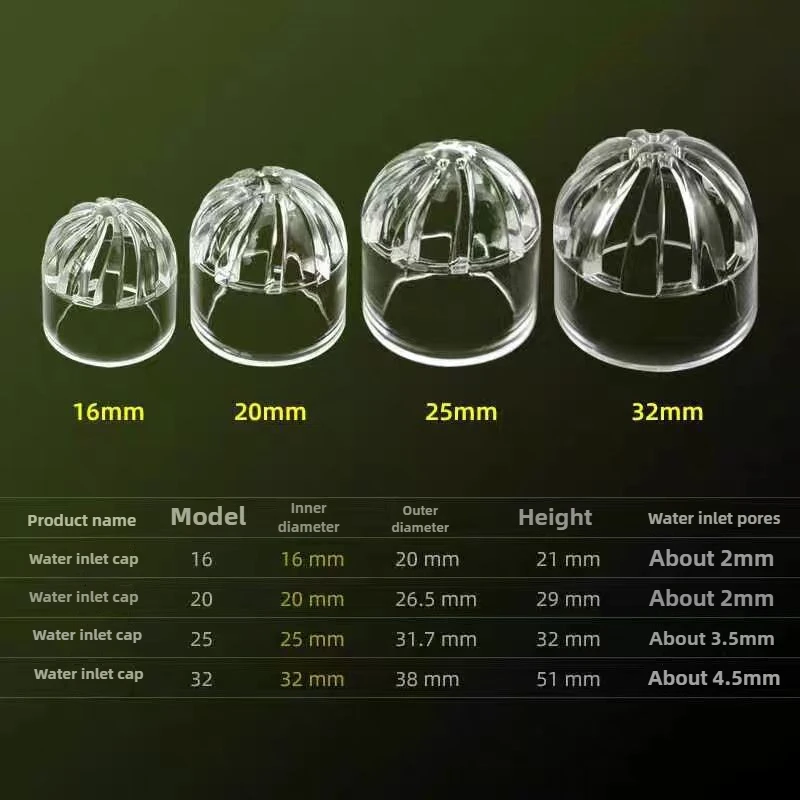 1-2Pcs Transparent Acrylic Vent Cap Filter Isolatie Screen Water Tank Permeabel Joint Aquarium Pipe Fittings Anti sucking fish