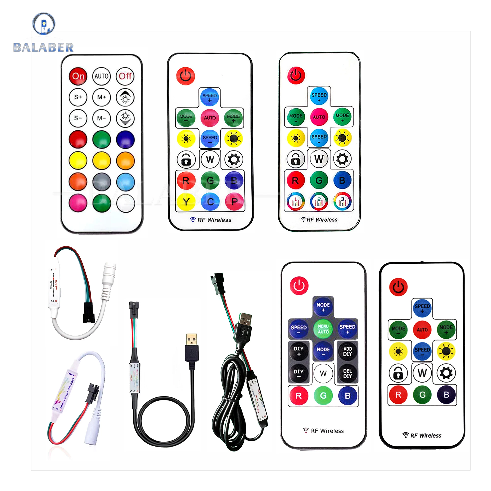 WS2811 WS2812B Led Pixels Strip Light Controller WS2812 USB/DC MINI 3Keys RF 14/17/21Keys Led Tape Remote Controller DC5-24V