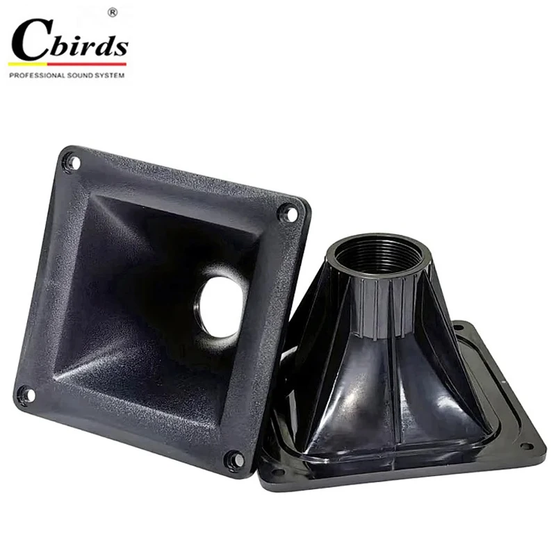 1pcs Audio 4 Inch Square Plastic Tweeter Horn HF Compression Driver Threaded Throat DIY 115x115x74mm